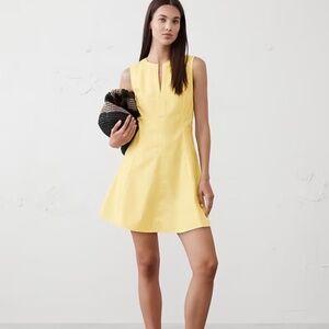 Banana Republic Poplin Midi Dress Size 14 Yellow Sleeveless Cotton NWOT NEW $120